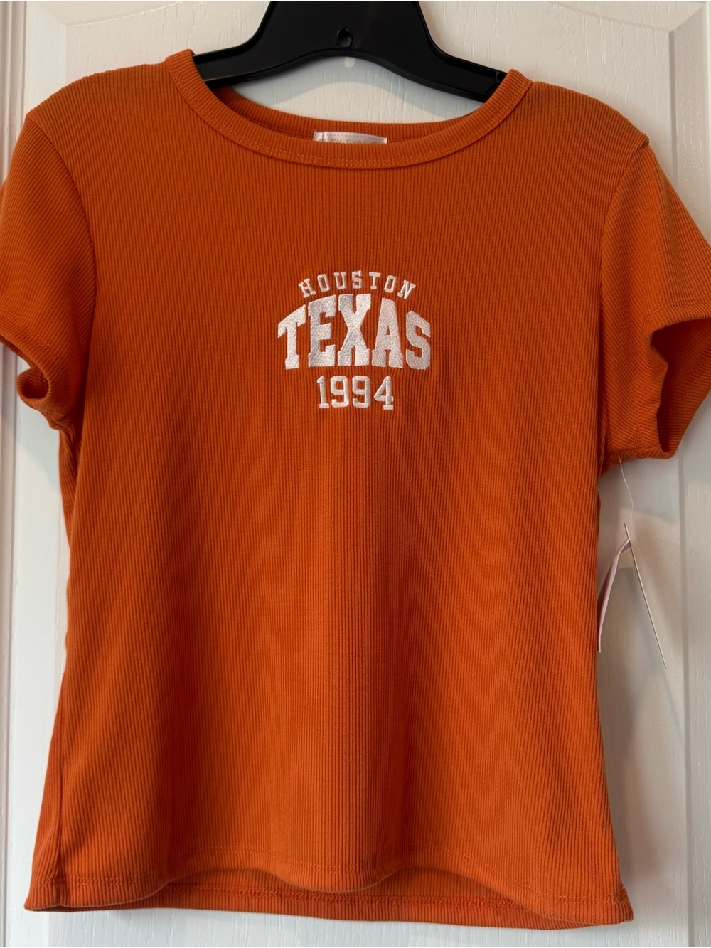 Juniors XL Houston Texas 1994 Orange Ribbed Tee